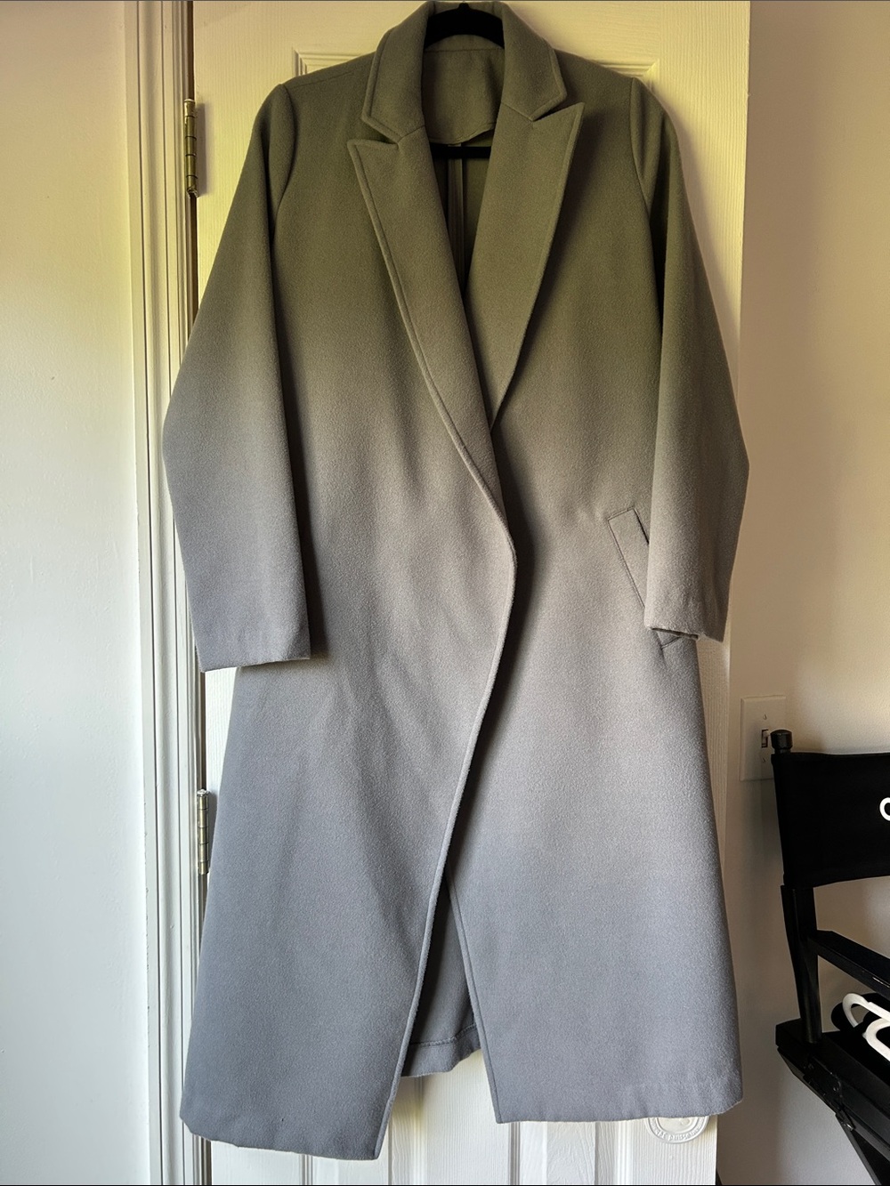 Classic Women's Long Gray Overcoat - Elegant Tailored Coat